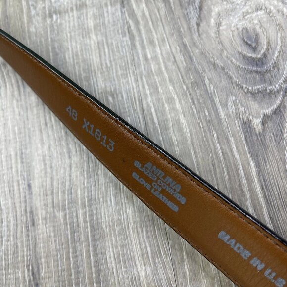 Brighton Black Anilina Aniline Glaze Cowhide on Glove Leather Belt Size 48 - Picture 10 of 15